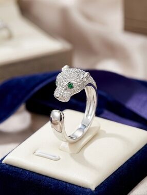Luxury Inspired Panther Ring 925 Sterling Silver Cubic Zirconia Statement Piece